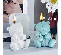 Simpatico stampo per candele a forma di orso, in silicone, per sapone, candele, decorazione per la casa, regalo per ragazze, regalo di compleanno e vetrine, stampi in silicone riutilizzabili in resina