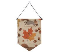 Simpatico striscione autunnale con foglie di scoiattolo da appendere alla parete con asta telescopica Banner da appendere alla parete decorazioni per feste per interni ed esterni