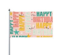 Simpatico striscione con scritta "Happy Birthday" e bandiera a forma di stella, 3x5 piedi, per esterni, giardino, prato, decorazione per le feste, taglia unica