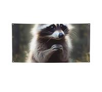 Simpatico striscione da appendere stampato con procione per Halloween e feste di Natale, 60 x 120 cm, sfondo fotografico, ghirlanda, arazzo da parete per sfondo di compleanno, decorazione per eventi