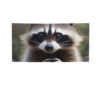 Simpatico striscione da appendere stampato con procione per Halloween e feste di Natale, 90 x 180 cm, sfondo fotografico, ghirlanda, arazzo da parete per sfondo di compleanno, decorazione per eventi