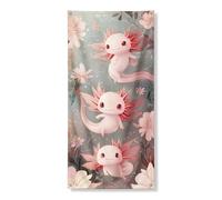 Simpatico striscione decorativo Axolotl per porta, fantasiose creature marine color pesca, decorazione per interni ed esterni, sfondo per vacanze primaverili, 91 x 183 cm