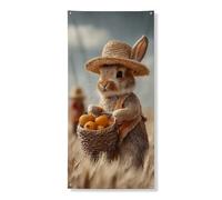 Simpatico striscione decorativo per porta a forma di coniglietto, stile fattoria, con coniglietto con zucche, decorazione per porta d'ingresso, per interni ed esterni, raccolto autunnale, forniture