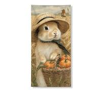 Simpatico striscione decorativo per porta a forma di coniglietto, stile raccolto di animali da fattoria, decorazione per esterni per festival autunnali, 91 x 182 cm
