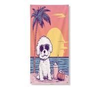 Simpatico striscione decorativo per porta con cane Bichon Frise, divertente copertura per porta d'ingresso, decorazione per interni ed esterni, per animali domestici, 91 x 182 cm