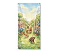 Simpatico striscione decorativo per porta con cuccioli, design giocoso con cane per la primavera ed esterni, decorazione per interni, per gli amanti degli animali, forniture per le vacanze, 91 x 182