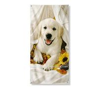 Simpatico striscione decorativo per porta con cucciolo di cane, girasole, decorazione autunnale, per interni ed esterni, da appendere, per festival, 91 x 182 cm