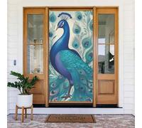 Simpatico striscione decorativo per porta con pavone, decorazione festiva in tessuto Halloween Natale portico decorazione da appendere, 90 x 185 cm, striscione pieghevole per feste in patio