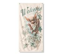 Simpatico striscione decorativo per porta di benvenuto con pipistrello, fantasioso edera artistica per porta d'ingresso, per interni ed esterni, forniture per celebrazione autunnale 91 x 183 cm