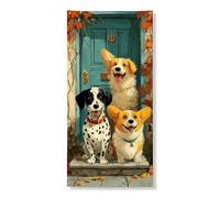 Simpatico striscione decorativo per porta di cane, fantasioso e giocoso design animale, decorazione per porta d'ingresso, per interni ed esterni, autunno stagionale, sfondo da appendere 91 x 183 cm