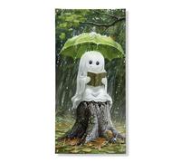 Simpatico striscione decorativo per porta, fantasioso giorno di pioggia, decorazione per esterni, sfondo da appendere per Halloween, forniture per feste, 91 x 183 cm