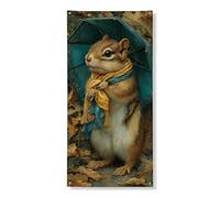 Simpatico striscione decorativo per porta scoiattolo, scena della natura fantasiosa, decorazione per porta d'ingresso, per interni ed esterni, da appendere, per festival, 91 x 182 cm