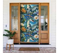 Simpatico striscione decorato con dinosauro. Striscione stampato per porta, da appendere alla parete per feste