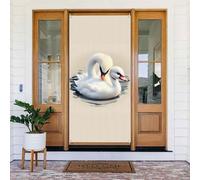 Simpatico striscione decorato con piccolo cigno. Striscione stampato per porta, da appendere alla parete per feste