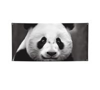 Simpatico striscione e cartelli a forma di panda in bianco e nero per interni ed esterni, decorazione per feste, striscione personalizzato con occhielli, sfondo per compleanno, poster per eventi di
