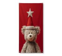 Simpatico striscione per porta a forma di orsetto, adorabile peluche a forma di animale, decorazione natalizia per interni ed esterni, 91 x 182 cm