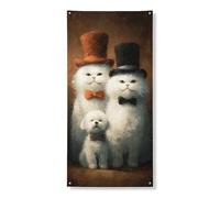 Simpatico striscione per porta della famiglia di gatti, ritratti di animali vintage, divertente decorazione per interni ed esterni, decorazione per le festività 91 x 182 cm