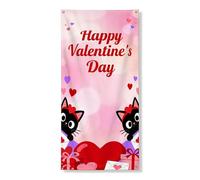 Simpatico striscione per porta di San Valentino, fantasiosi cuori di pesca e regali, decorazione per porta d'ingresso, per interni ed esterni, forniture per feste di vacanza, 91 x 183 cm