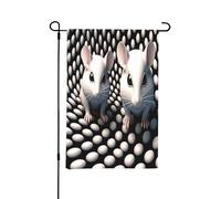 Simpatico supporto per bandiera da giardino primaverile con topolino bianco, decorazioni pasquali per esterni, resistente alle intemperie, perfetto per cortile e giardino