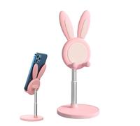 Simpatico supporto per telefono a forma di coniglietto, supporto spesso adatto alla custodia, regolabile, accessorio da scrivania per tutti i telefoni cellulari e tablet