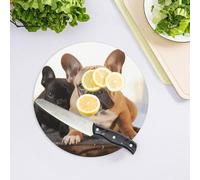 Simpatico tagliere in vetro temperato con bulldog francese per cucina, grande, resistente al calore, taglieri da cucina e da portata, 20,3 x 20,3 cm