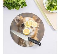 Simpatico tagliere in vetro temperato con chihuahua, per cucina, grande, resistente al calore, infrangibile, tagliere, tagliere, 20,3 x 20,3 cm