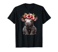Simpatico tapiro con corona di fiori adorabile animale Maglietta
