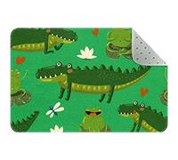 Simpatico tappetino antiscivolo con rana di coccodrillo, zerbini per soggiorno, camera da letto, ragazze, bambini, cameretta, cameretta, cameretta, 61 x 40 cm