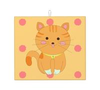 Simpatico tappetino assorbente da cucina con gattino dei cartoni animati, 45,7 x 40,6 cm, assorbe l'acqua e antiscivolo, adatto per stoviglie e piatti da cucina.
