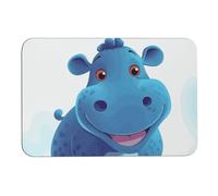 Simpatico tappetino da bagno a forma di ippopotamo Diatoma, assorbe l'umidità e lo sporco, zerbino con retro in gomma antiscivolo, adatto sotto la porta, per pavimento del bagno, vasca, doccia