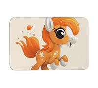 Simpatico tappetino da bagno arancione pony diatomea assorbe l'umidità e lo sporco, zerbino con retro in gomma antiscivolo, adatto sotto la porta, per pavimento del bagno, vasca, doccia, lavandino