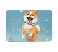 Simpatico tappetino da bagno Shiba Inu Diatom, assorbe l'umidità e lo sporco, zerbino con retro in gomma antiscivolo, adatto sotto la porta, per pavimento del bagno, vasca, doccia, lavandino