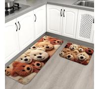 Simpatico tappetino da cucina per pavimento, morbido e lavabile, antiscivolo, in peluche, per casa, cucina, lavandino, bagno, 2 pezzi