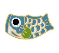 Simpatico tappetino da esterno giapponese Koi, motivo pesce cartone animato, grazioso tappeto di benvenuto, tappetino antiscivolo per ingresso, 45 x 85 cm, blu giallo