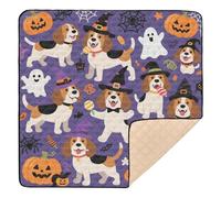 Simpatico tappetino da gioco marrone con cane beagle per Halloween, in morbida schiuma, per interni ed esterni, non tossico, pieghevole, tappetino per bambini e neonati, 127 x 127 cm