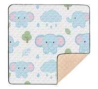Simpatico tappetino da gioco per bambini a forma di elefante blu, robusto, spesso, per interni ed esterni, leggero, pieghevole, per sala giochi, per bambini, 127 x 127 cm