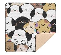 Simpatico tappetino da gioco per bambini con cane in stile cartone animato felice, grande, robusto, impermeabile, per sala giochi, per bambini, 127 x 127 cm