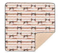 Simpatico tappetino da gioco per bambini con gatti Miao, arancione, grande, elegante, per interni ed esterni, impermeabile, da viaggio, per bambini, 127 x 127 cm