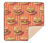 Simpatico tappetino da gioco per bambini con hamburger, in morbida schiuma, lavabile, pieghevole, per bambini, 127 x 127 cm