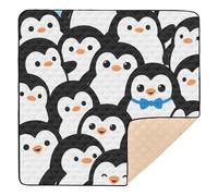 Simpatico tappetino da gioco per bambini con pinguino in stile cartone animato, grande, antiscivolo, per interni ed esterni, non tossico, per neonati, 127 x 127 cm