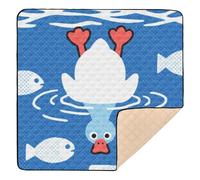 Simpatico tappetino da gioco per bambini in morbida schiuma a forma di anatra bianca in stile cartone animato, non tossico, da viaggio, 127 x 127 cm