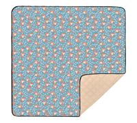 Simpatico tappetino da gioco pieghevole con volpi blu a pois per bambini, portatile, per bambini, 127 x 127 cm