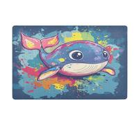 Simpatico tappetino da ingresso a basso profilo con balena, 81,3 x 50,8 cm, in gomma antiscivolo, assorbente, per porta anteriore e posteriore e ingresso