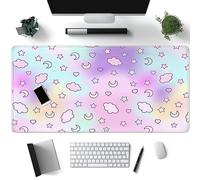 Simpatico tappetino da scrivania con nuvole spaziali, tappetino per mouse carino kawaii grande tappetino per mouse da gioco, 80 x 40 cm, decorazione per ufficio, tappetino per mouse XL con bordi