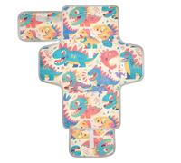 Simpatico tappetino fasciatoio riutilizzabile con dinosauri colorati con tasca in tessuto per il cambio del pannolino del bambino con cuscino integrato cambiadores de pa?ales para Bebes
