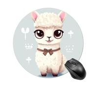 Simpatico tappetino per mouse con alpaca, piccolo tappetino per mouse con base in gomma antiscivolo, comodo tappetino per mouse da gioco per computer portatile rotondo impermeabile per ufficio e casa