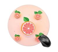 Simpatico tappetino per mouse con pompelmo piccolo tappetino per mouse con base in gomma antiscivolo, comodo tappetino per mouse da gioco, rotondo, impermeabile, per ufficio e casa, 19 x 20 cm