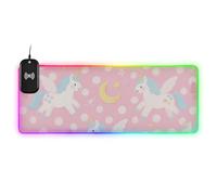 Simpatico tappetino per mouse con unicorni arcobaleno bianchi, ricarica wireless, non lavabile, per scrivania, 89,9 x 40 cm, tappetino per mouse e tastiera