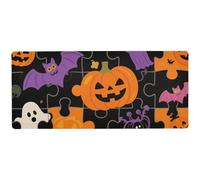 Simpatico tappetino per mouse moderno nero con puzzle di Halloween per computer portatile per scrivania moderno tappetino per mouse grande 80 x 30 cm