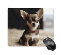 Simpatico tappetino per mouse quadrato con chihuahua, tappetino per mouse portatile con base in gomma antiscivolo, 18 x 22 cm, ultra sottile, per computer, laptop, ufficio, accessori da scrivania